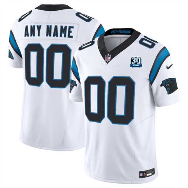 Mens Carolina Panthers Active Player Custom White 2024 30th Anniversary Patch F.U.S.E. Vapor Limited Stitched Football Jersey